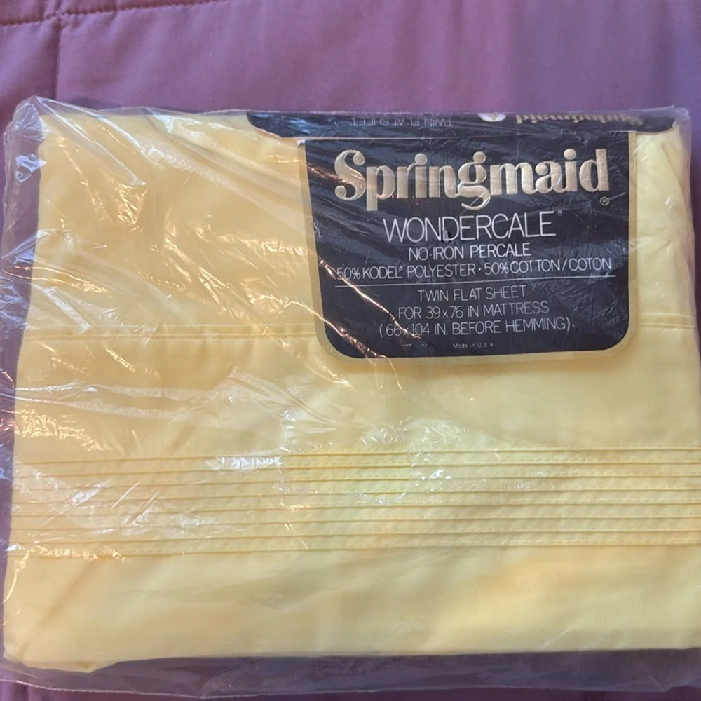 Springmaid Yellow Wondercale Sheet Twin vintage